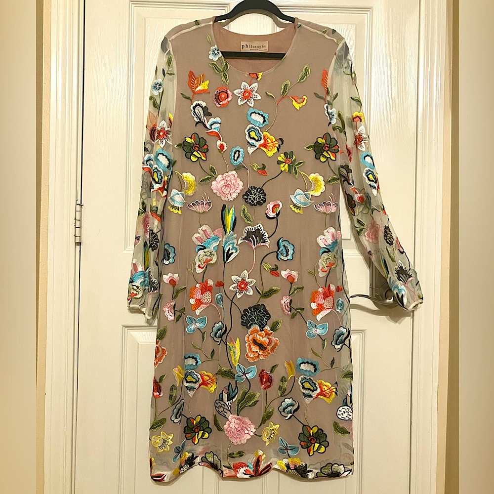 Philosophy Embroidered Dress Beige Size XL NWT